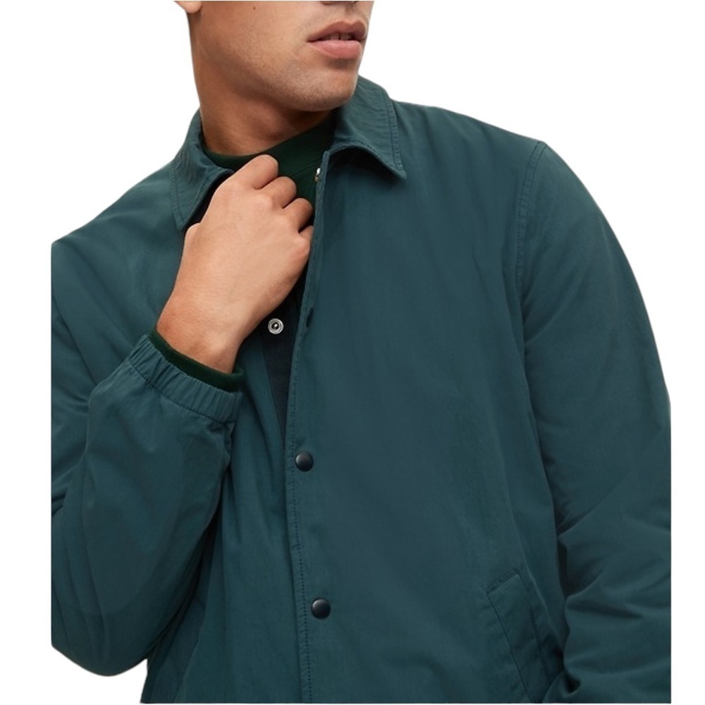 GAP Nylon Snap Button Point Collar Lightweight Navy Blue Coach Jacket - Picture 2 of 13